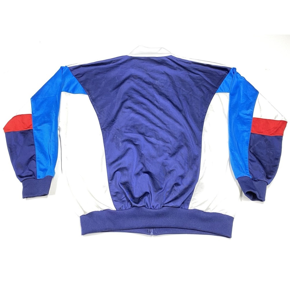 80's Adidas Embroidered Logo Red, White, And Blue 3 Stripe Track Jacket Large - Picture 3 of 6